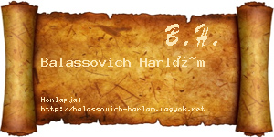 Balassovich Harlám névjegykártya